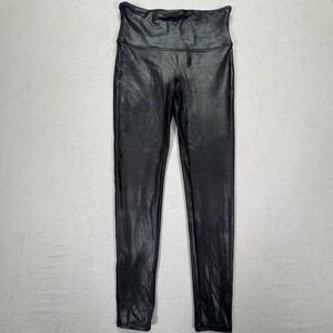 Spanx Faux Leather Leggings Black High Waisted Shaping Large L/G